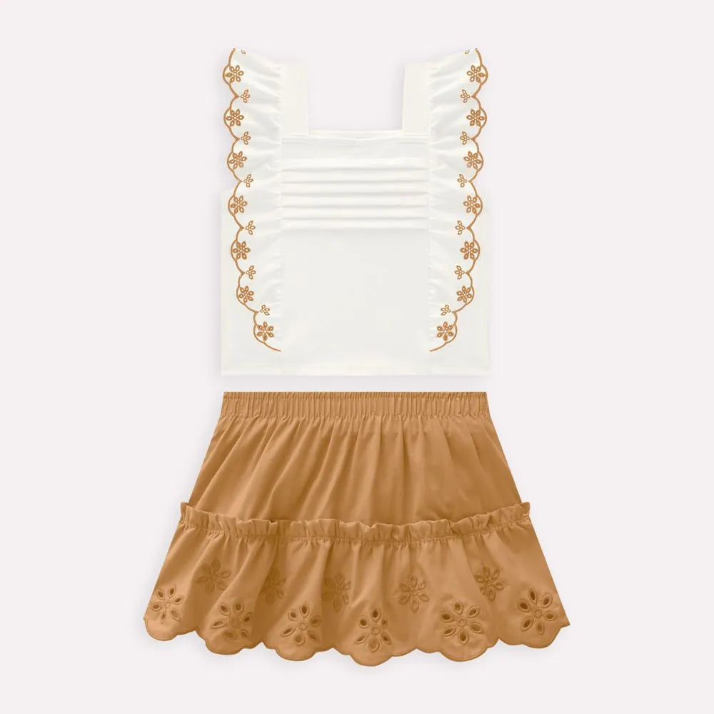 Conjunto Infantil Menina Bordado Milon