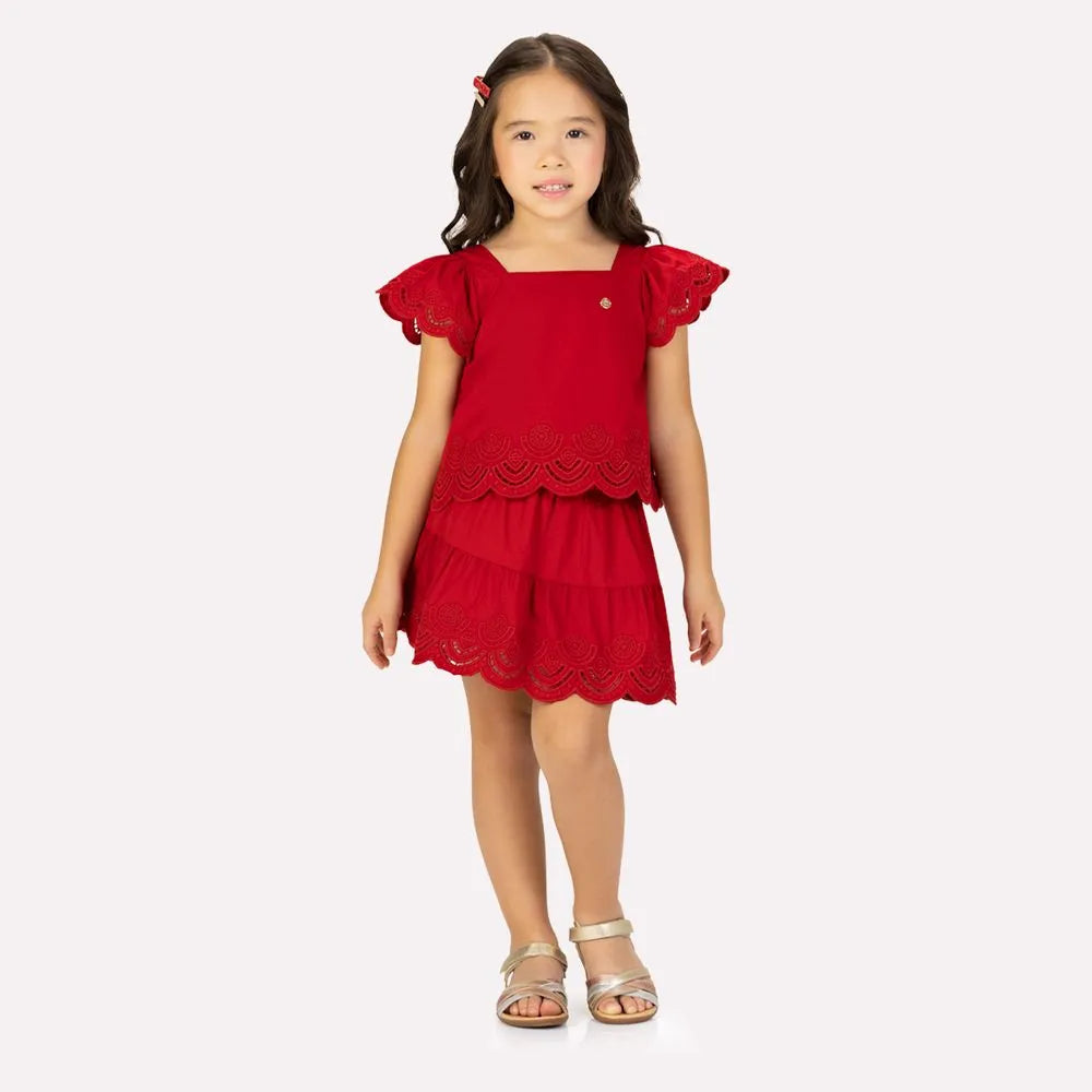Conjunto Infantil Menina Vermelho Milon